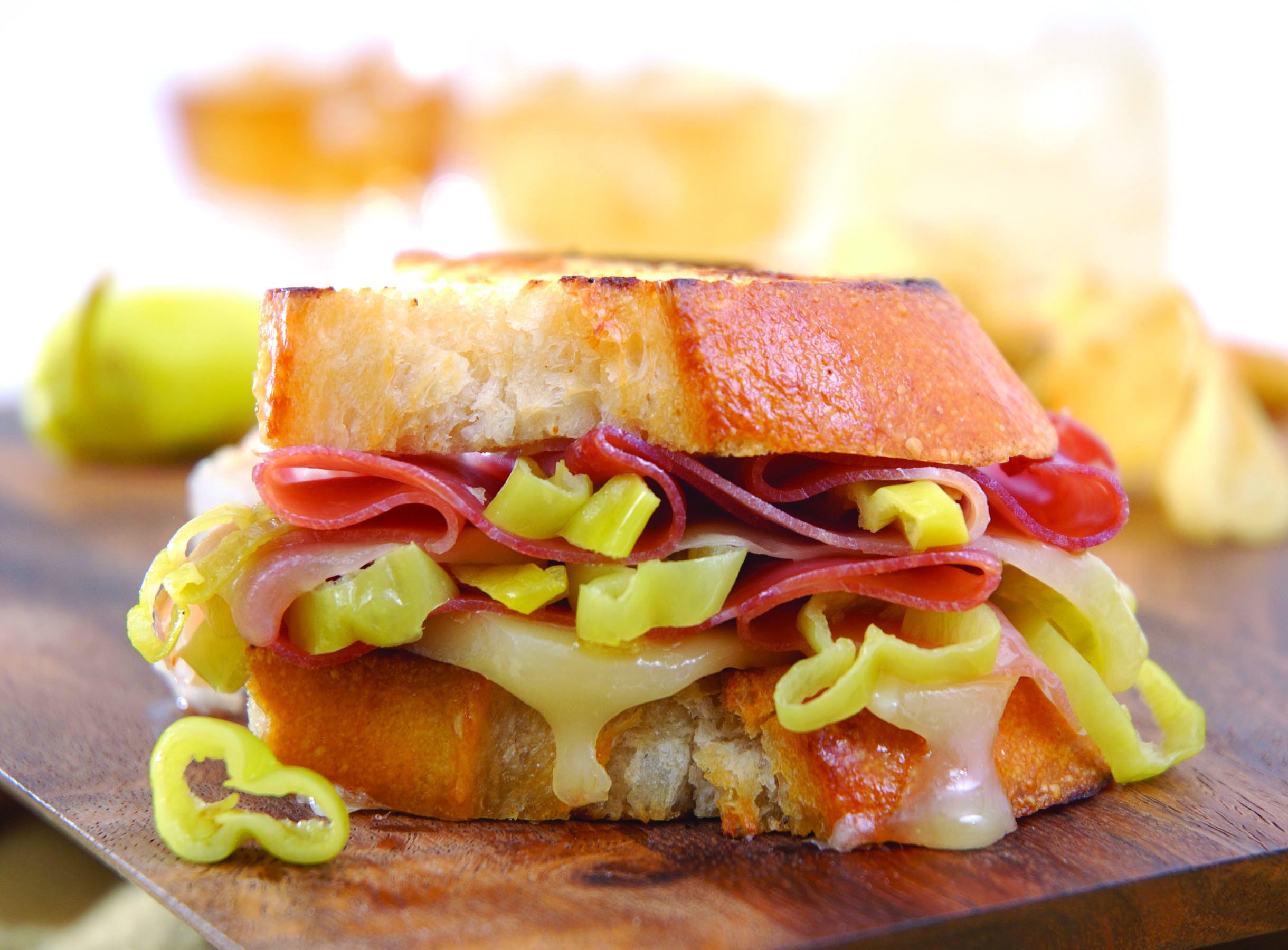 Prosciutto, Provolone & Peperoncini Grilled Sandwiches