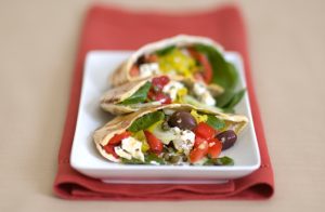 Stuffed Greek Pita with Jeff's Naturals Organic Sliced Kalamata Olives & Sliced Golden Greek Peperoncini